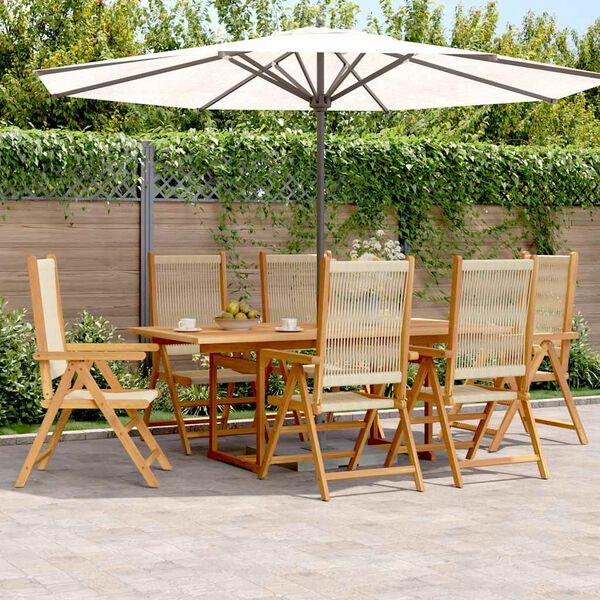 vidaXL 7 Piece Garden Dining Set Beige Polypropylene and Solid Wood