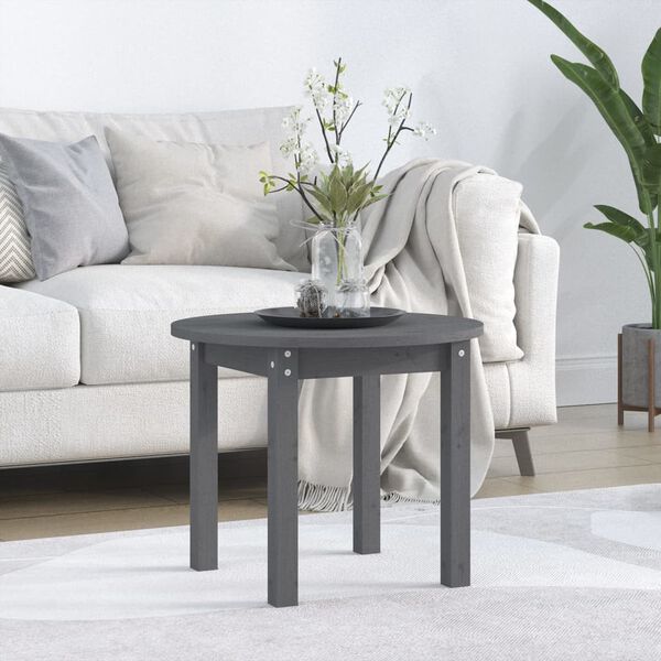 vidaXL Coffee Table Grey &Oslash; 55x45 cm Solid Wood Pine