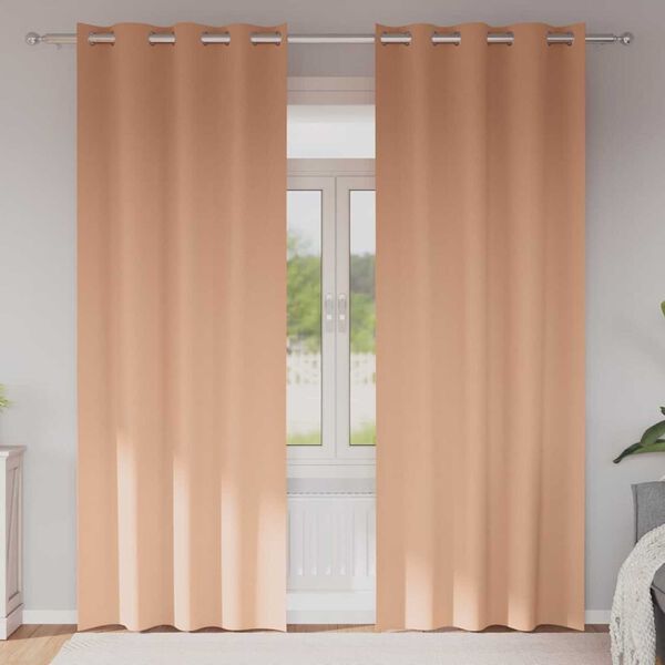 vidaXL Blackout Curtains with Rings 2 pcs Light Brown 260 x 140 cm