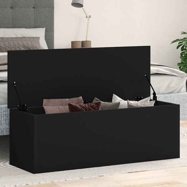 vidaXL Storage Box Black 102x35x35 cm Engineered Wood