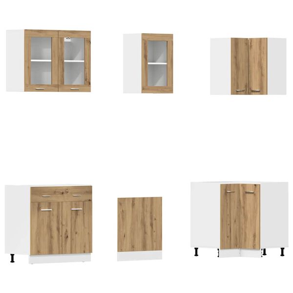 vidaXL 11 Piece Kitchen Cabinet Set Lyon Artisan Oak Engineered Wood