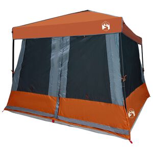 vidaXL Camping Tent Set 2 pcs Grey and Orange Taffeta and Fabric