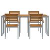 vidaXL Garden Dining Set 5 pcs Grey Solid Acacia Wood