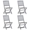 vidaXL 5 Piece Garden Dining Set Solid Acacia Wood Grey