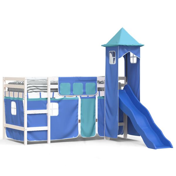 vidaXL Kids' Loft Bed with Tower without Mattress Blue 90x200 cm