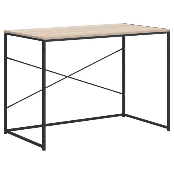 vidaXL Computer Desk Black and Oak 110x60x70 cm Engineered Wood