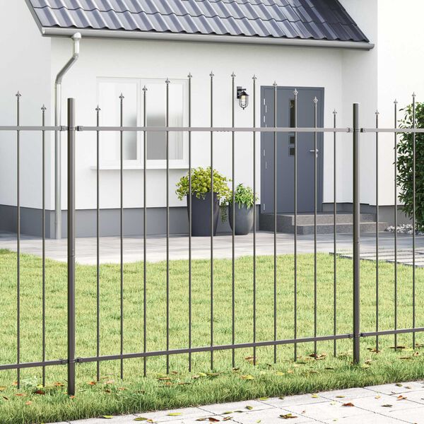 vidaXL Garden Fence 6 pcs Grey 170 x 165 cm Powder-Coated Steel