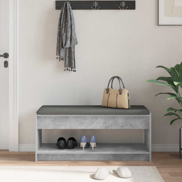 vidaXL Hall Bench with Cushion Concrete Grey 103 x 38 x 45 cm