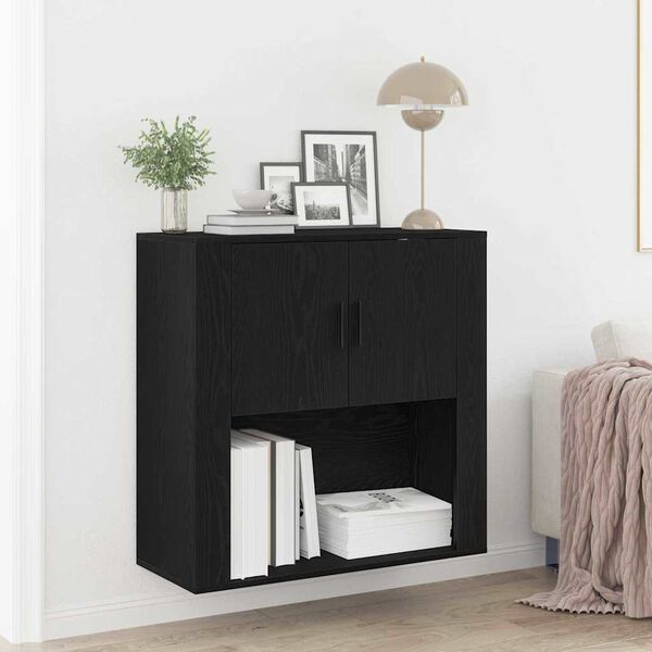 vidaXL Wall Cabinet Black oak 80 x 33 x 80 cm Engineered wood