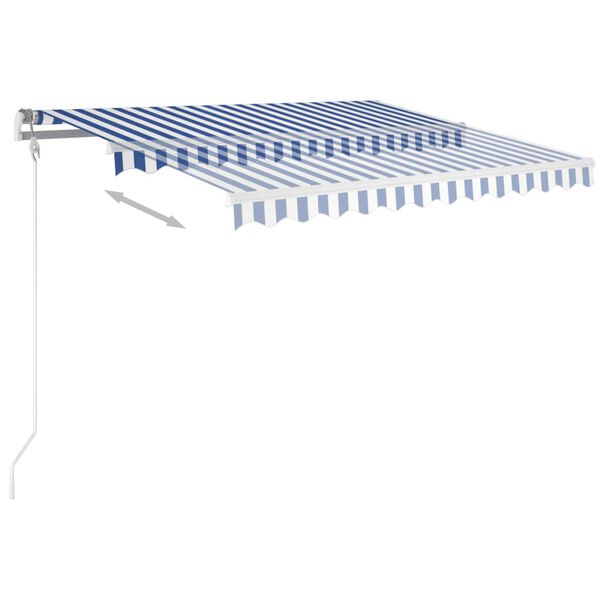 vidaXL Manual Retractable Awning with LED 3x2.5 m Blue and White