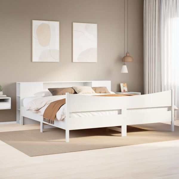 vidaXL Bed Frame without Mattress White 200x200 cm Solid Wood Pine