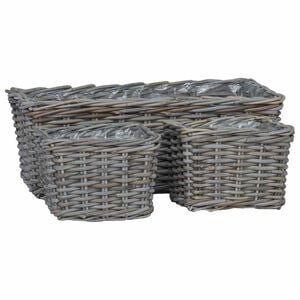 vidaXL Planter Basket with Storage 3 pcs Grey