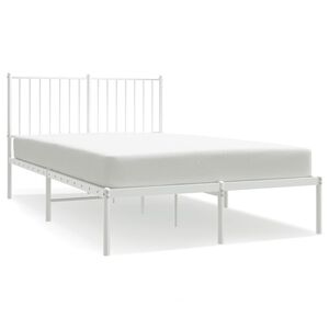 vidaXL Metal Bed Frame without Mattress with Headboard White 120x190cm