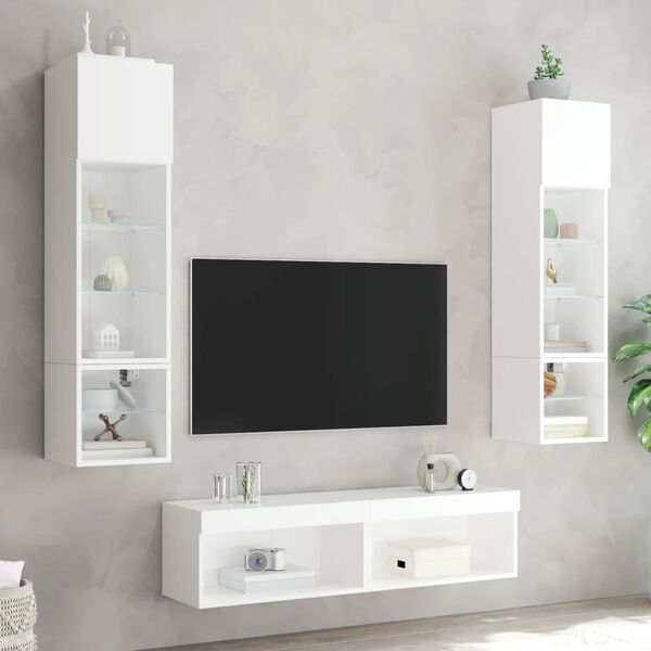 vidaXL 6 Piece TV Wall Units with LED White Engineered Wood