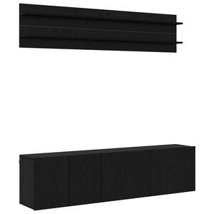 vidaXL TV Units Wall-mounted 6 pcs Black oak Engineered wood