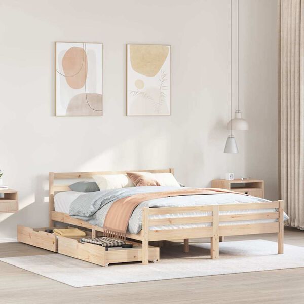 vidaXL Bed Frame without Mattress 140x190 cm Solid Wood Pine