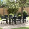 vidaXL Garden Dining Set 9 pcs Black Powder-Coated Steel