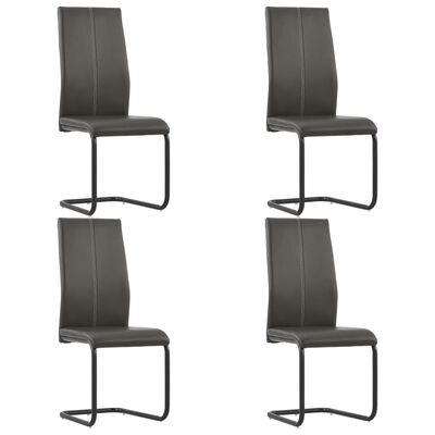 vidaXL Cantilever Dining Chairs 4 pcs Brown Faux Leather