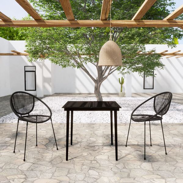 vidaXL 3 Piece Garden Dining Set Black
