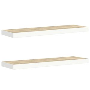 vidaXL Floating Wall Shelves 2 pcs Oak and White 90x23.5x3.8 cm MDF