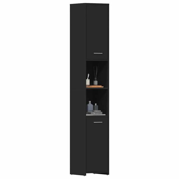 vidaXL Bathroom Cabinet Black 30x30x183.5 cm Engineered Wood