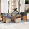 vidaXL 8 Piece Garden Sofa Set with Cushions Beige Poly Rattan Acacia