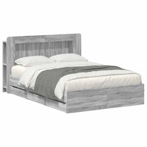 vidaXL Bed Frame with Storage Grey Sonoma 160 x 200 cm Engineered Wood