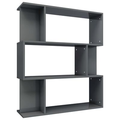 vidaXL Book Cabinet/Room Divider High Gloss Grey 80x24x96 cm Engineered Wood