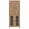 vidaXL Highboard 2 pcs Old Wood Engineered Wood and Glass
