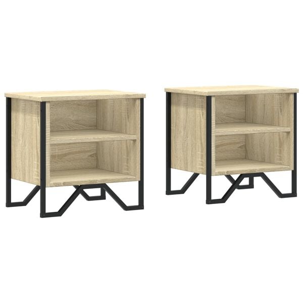 vidaXL Bedside Cabinet Sonoma Oak 2 pcs 40x30x40 cm Engineered Wood