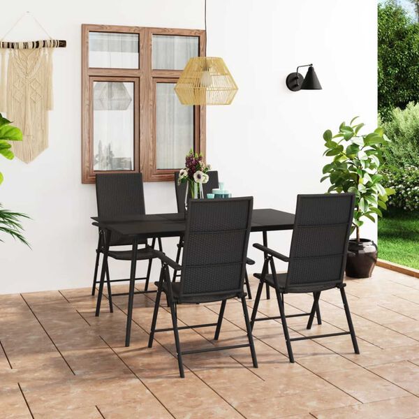vidaXL 5 Piece Garden Dining Set Black