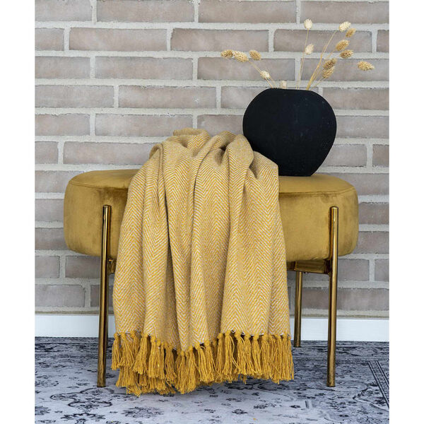 House Nordic Pouf Evie Mustard Yellow