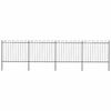 vidaXL Garden Fence with Hoop Top Steel 714.5x150 cm Black