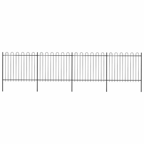 vidaXL Garden Fence with Hoop Top Steel 714.5x150 cm Black