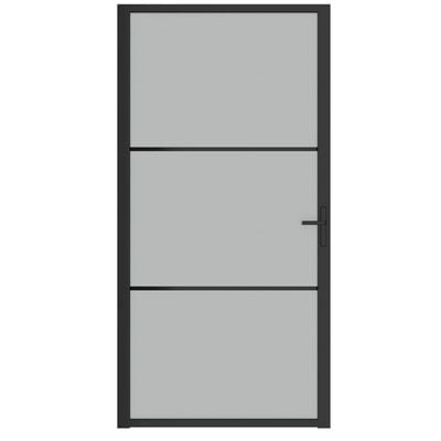 vidaXL Interior Door 102.5x201.5 cm Black Matt Glass and Aluminium