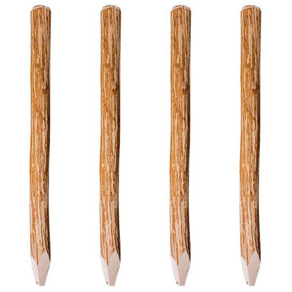 vidaXL Pointed Fence Posts 4 pcs Hazel Wood 120 cm