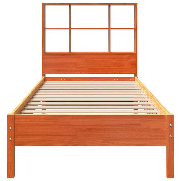vidaXL Bookcase Bed without Mattress Wax Brown 100x200 cm Solid Wood Pine