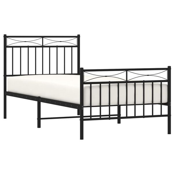vidaXL Metal Bed Frame without Mattress with Footboard Black 90x200cm