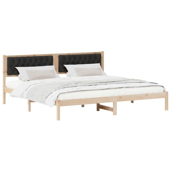 vidaXL Bed Frame with Headboard Black 200 x 200 cm Solid Pine Wood
