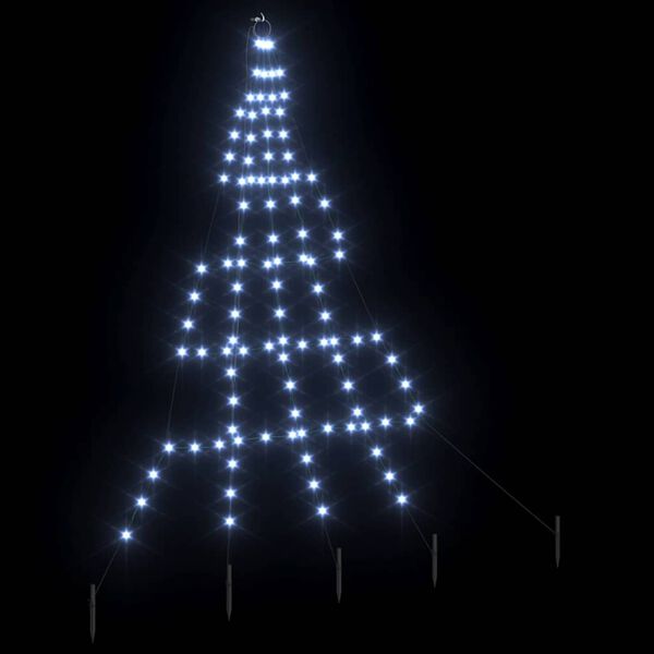 vidaXL LED Christmas Tree with Ground Spikes Cool White 180 cm Metal