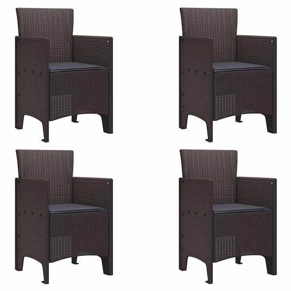 vidaXL Garden Chair 4 pcs Brown 53 x 49 x 85 cm PP