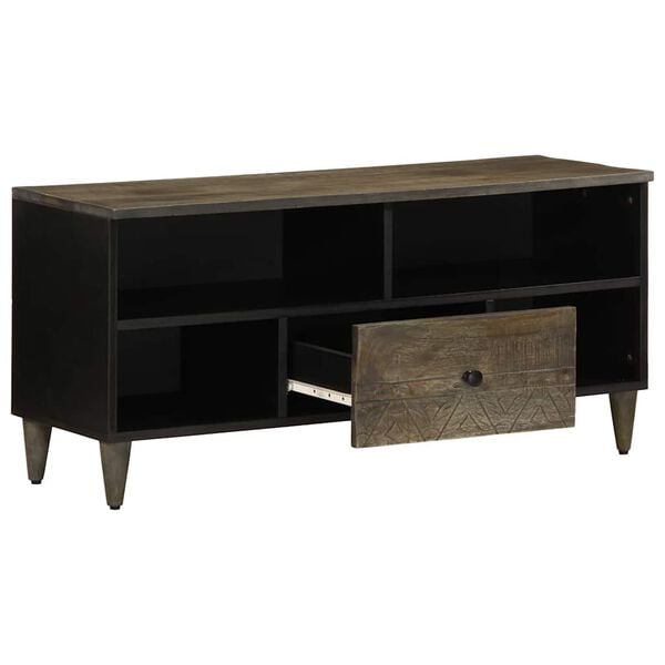 vidaXL TV Cabinet Black 100x33x46 cm Solid Wood Mango