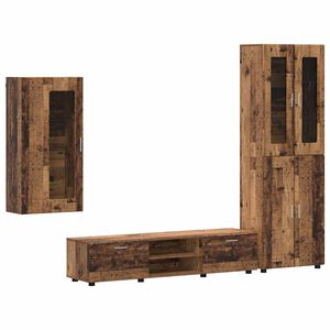 vidaXL TV Cabinet Set with Drawer FLORIN Old Wood Engineered Wood
