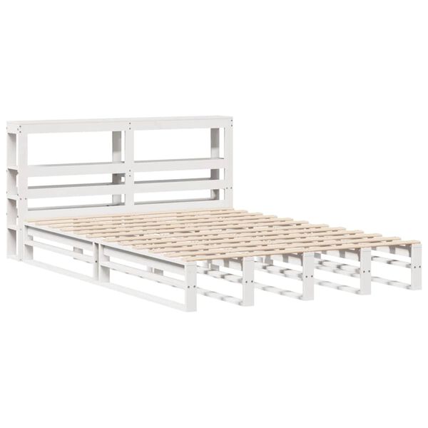 vidaXL Bed Frame without Mattress White 150x200 cm King Size Solid Wood Pine