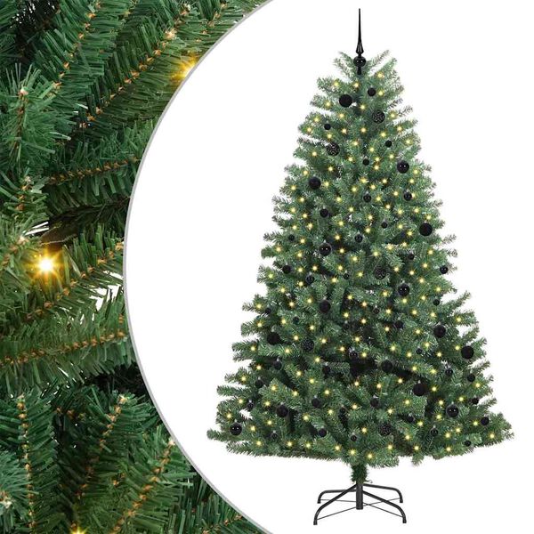 vidaXL Artificial Hinged Christmas Tree Green 240 cm PVC and Metal