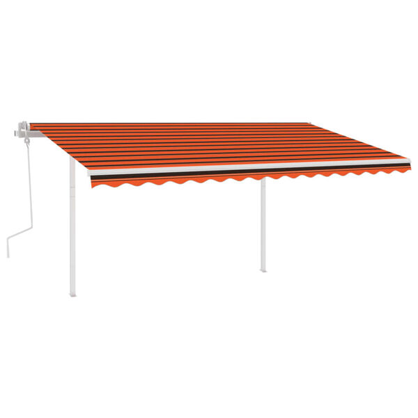 vidaXL Manual Retractable Awning with LED 4x3 m Orange and Brown