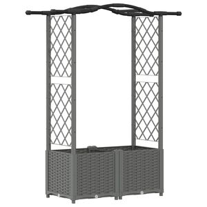 vidaXL Raised Bed with Trellis and Roof Light Grey 125 x 40 x 138 cm