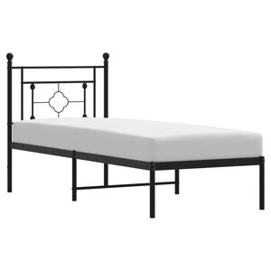 vidaXL Metal Bed Frame without Mattress with Headboard Black 75x190cm