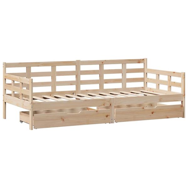 vidaXL Daybed with Drawers without Mattress 90x190 cm Single Solid Wood