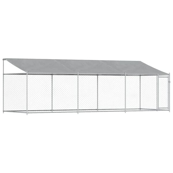vidaXL Dog Cage with Roof and Door Grey 6x2x2 m Galvanised Steel